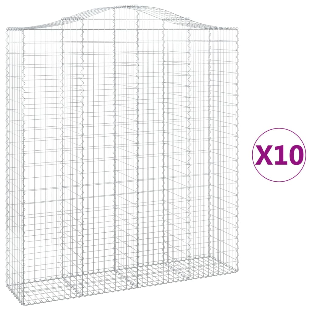 Cesti Gabbioni ad Arco 10 pz 200x50x220/240 cm Ferro Zincato | homemem39