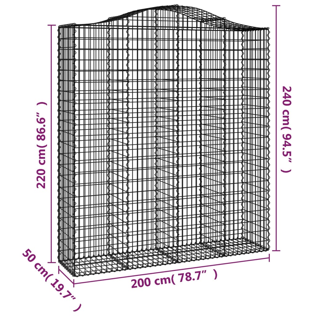 Cesti Gabbioni ad Arco 10 pz 200x50x220/240 cm Ferro Zincato | homemem39