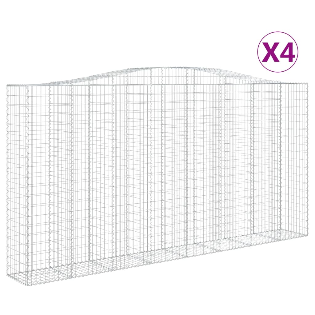 Cesti Gabbioni ad Arco 4 pz 400x50x200/220 cm Ferro Zincato | homemem39