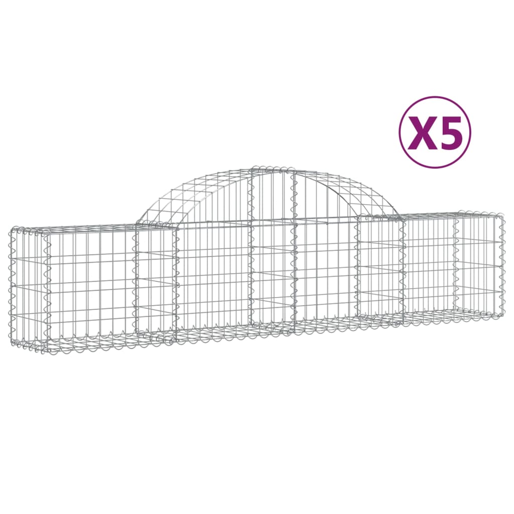 Arched Gabion Baskets 5 pcs 200x30x40/60 cm Galvanized Iron