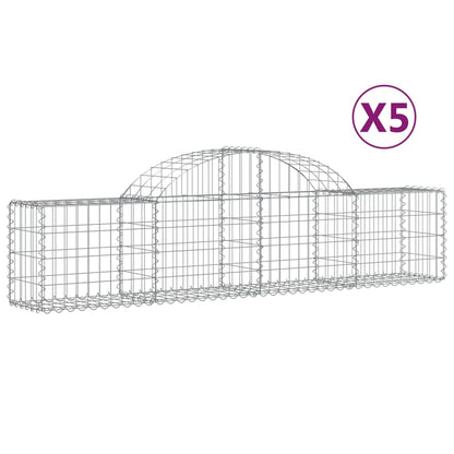 Arched Gabion Baskets 5 pcs 200x30x40/60 cm Galvanized Iron