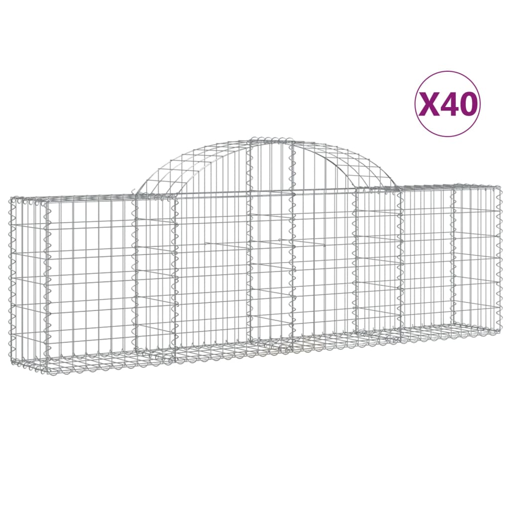 Arched Gabion Baskets 40 pcs 200x30x60/80 cm Galvanized Iron