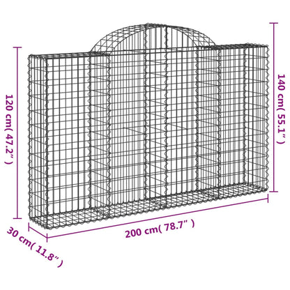 Cesti Gabbioni ad Arco 15 pz 200x30x120/140 cm Ferro Zincato