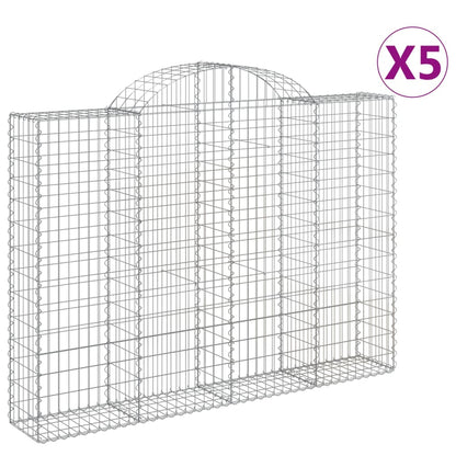 Arched Gabion Baskets 5 pcs 200x30x140/160 cm Galvanized Iron