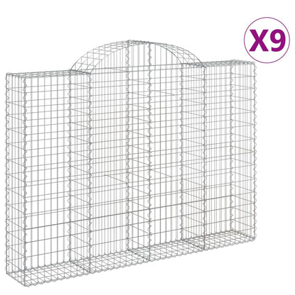 Arched Gabion Baskets 9 pcs 200x30x140/160 cm Galvanized Iron