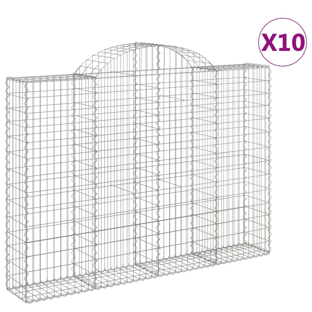 Arched Gabion Baskets 10 pcs 200x30x140/160 cm Galvanized Iron