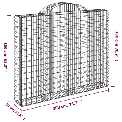 Arched Gabion Baskets 2 pcs 200x30x160/180 cm Galvanized Iron