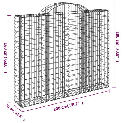 Cesti Gabbioni ad Arco 3 pz 200x30x160/180 cm Ferro Zincato