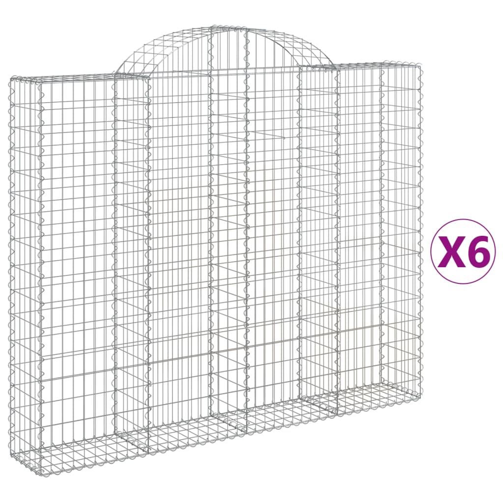 Arched Gabion Baskets 6 pcs 200x30x160/180 cm Galvanized Iron