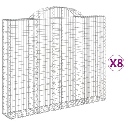 Arched Gabion Baskets 8 pcs 200x30x160/180 cm Galvanized Iron