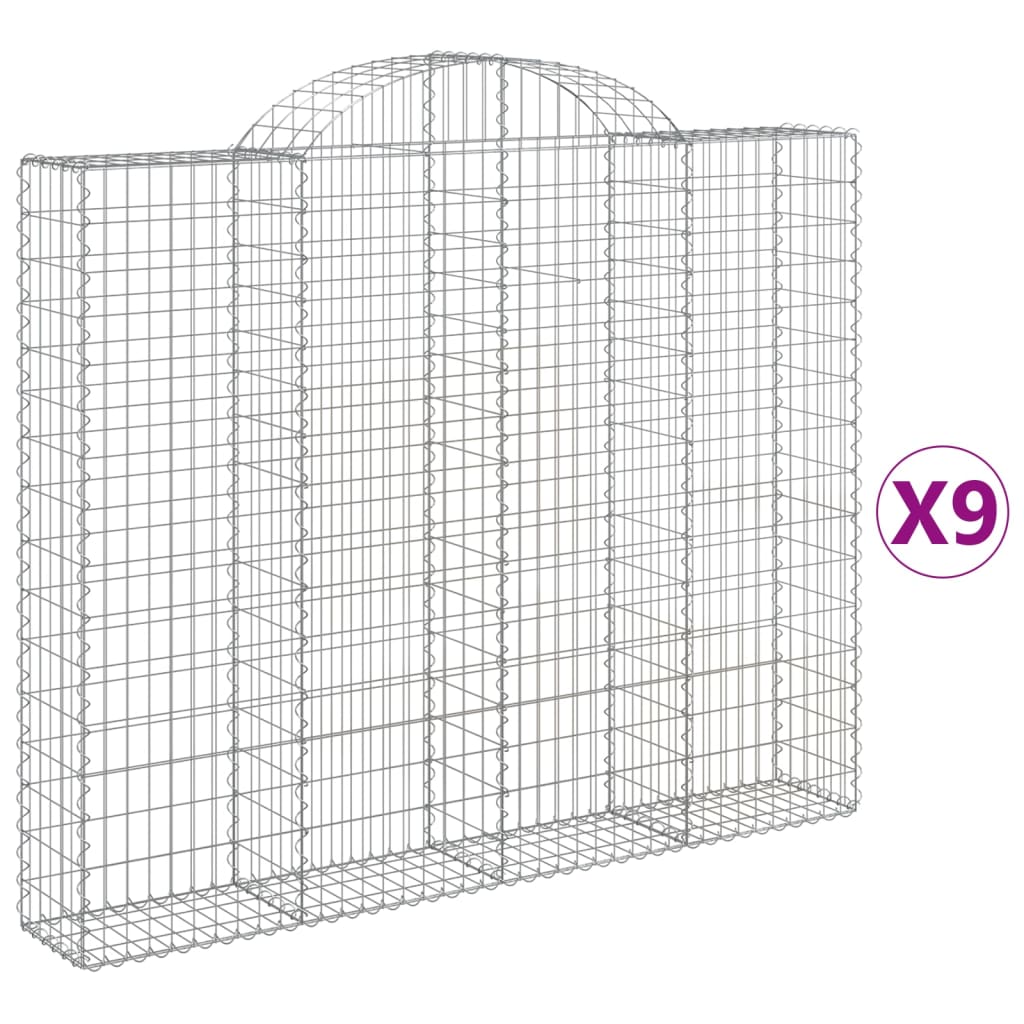 Cesti Gabbioni ad Arco 9 pz 200x30x160/180 cm Ferro Zincato