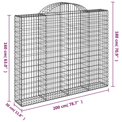 Cesti Gabbioni ad Arco 10 pz 200x30x160/180 cm Ferro Zincato