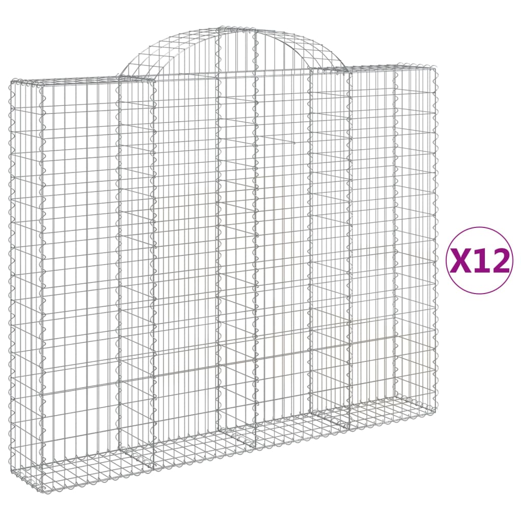 Cesti Gabbioni ad Arco 12 pz 200x30x160/180 cm Ferro Zincato