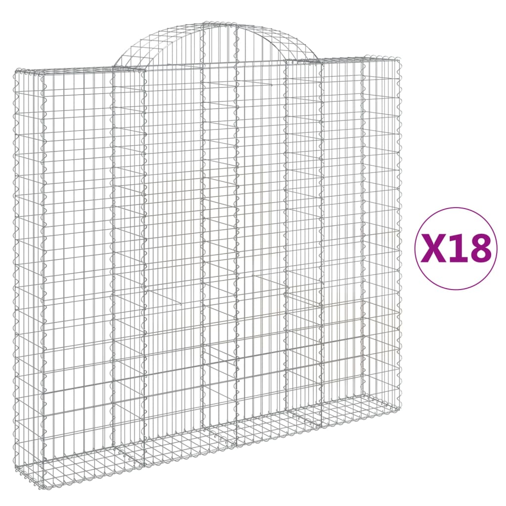 Arched Gabion Baskets 18 pcs 200x30x180/200 cm Galvanized Iron