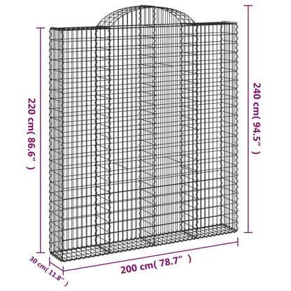 Arched Gabion Baskets 9 pcs 200x30x220/240 cm Galvanized Iron