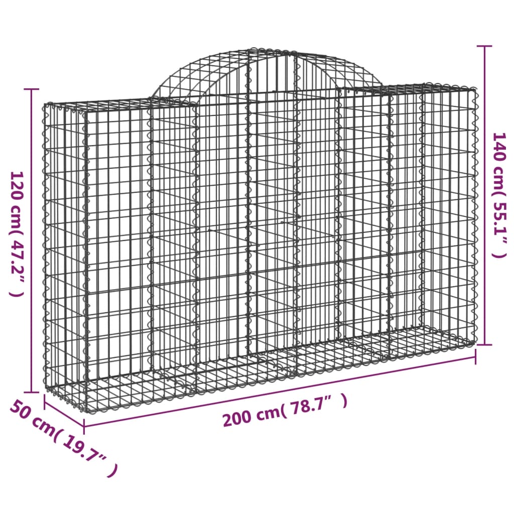 Cesti Gabbioni ad Arco 40 pz 200x50x120/140 cm Ferro Zincato