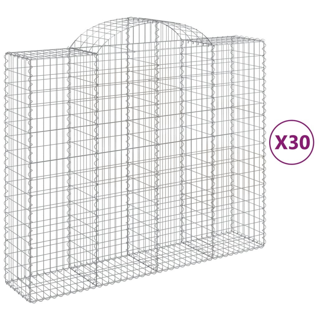 Cesti Gabbioni ad Arco 30 pz 200x50x160/180 cm Ferro Zincato