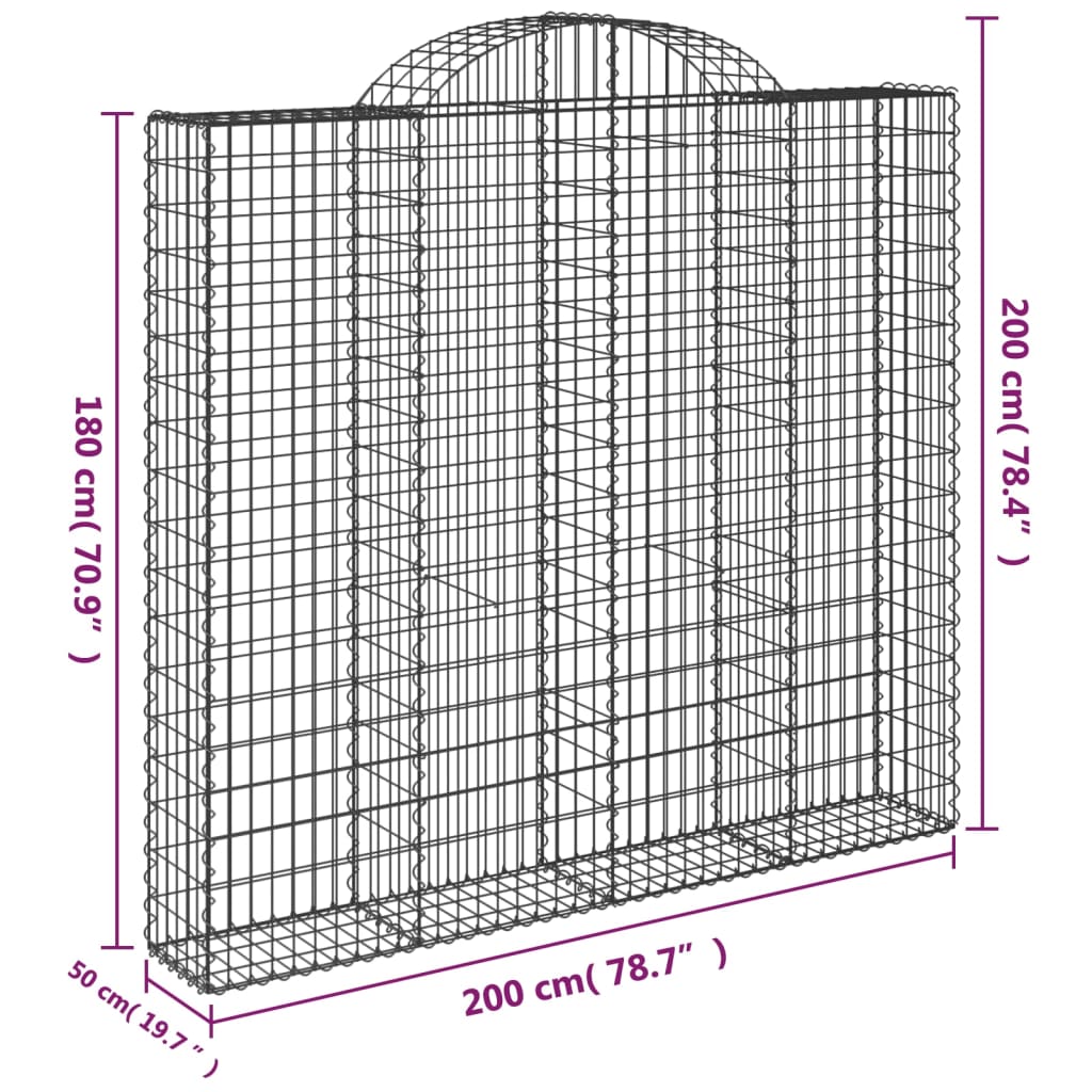 Cesti Gabbioni ad Arco 20 pz 200x50x180/200 cm Ferro Zincato