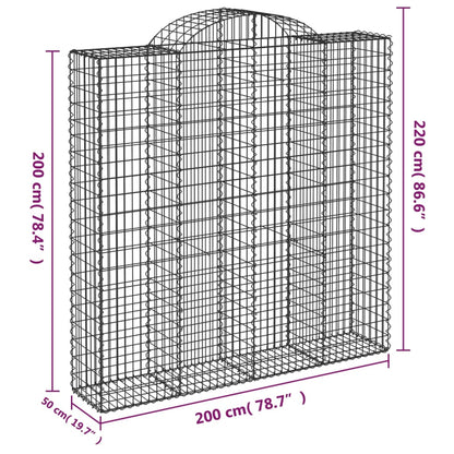 Cesti Gabbioni ad Arco 9 pz 200x50x200/220 cm Ferro Zincato