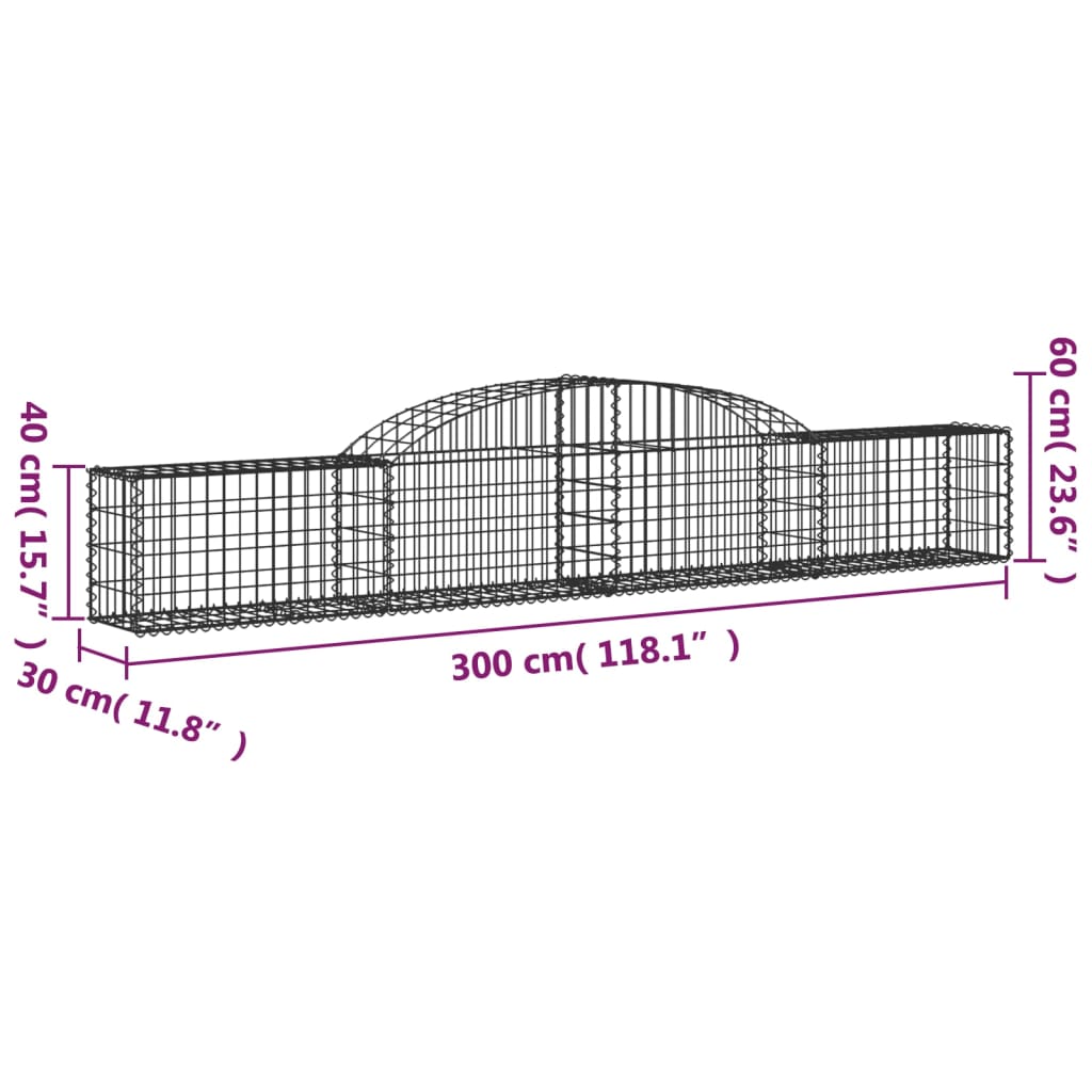 Cesti Gabbioni ad Arco 15 pz 300x30x40/60 cm Ferro Zincato - homemem39