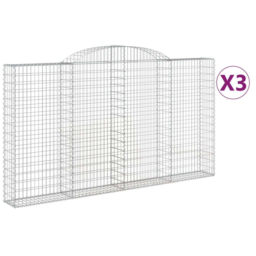 Cesti Gabbioni ad Arco 3 pz 300x30x160/180 cm Ferro Zincato | homemem39