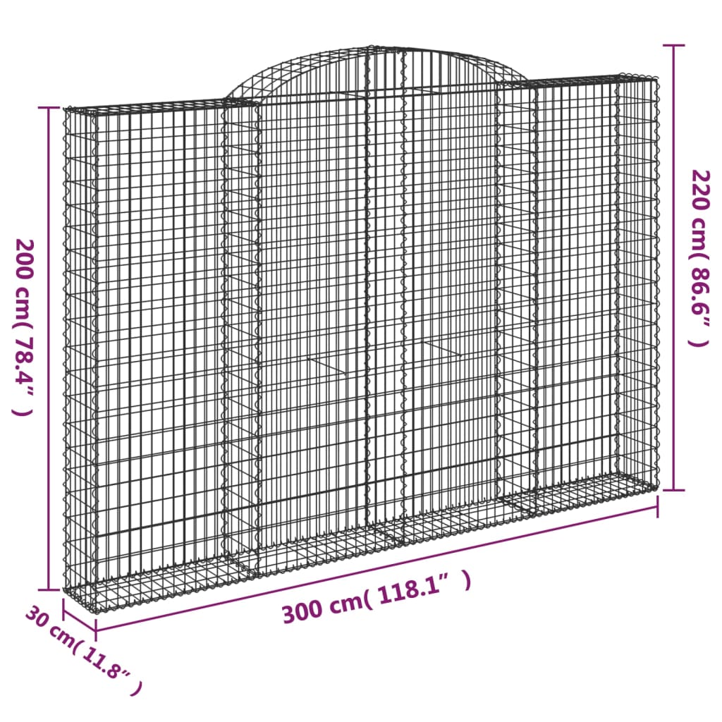 Cesti Gabbioni ad Arco 4 pz 300x30x200/220 cm Ferro Zincato | homemem39