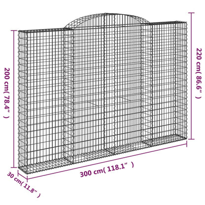 Cesti Gabbioni ad Arco 4 pz 300x30x200/220 cm Ferro Zincato | homemem39