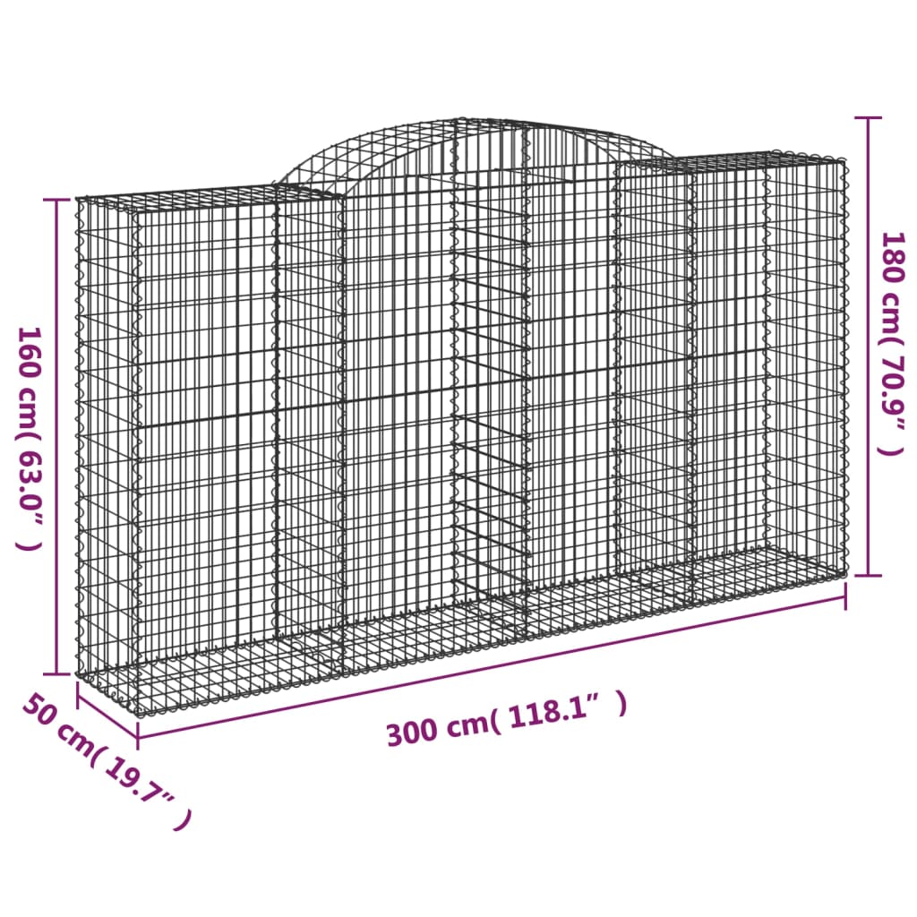 Cesti Gabbioni ad Arco 25 pz 300x50x160/180 cm Ferro Zincato | homemem39