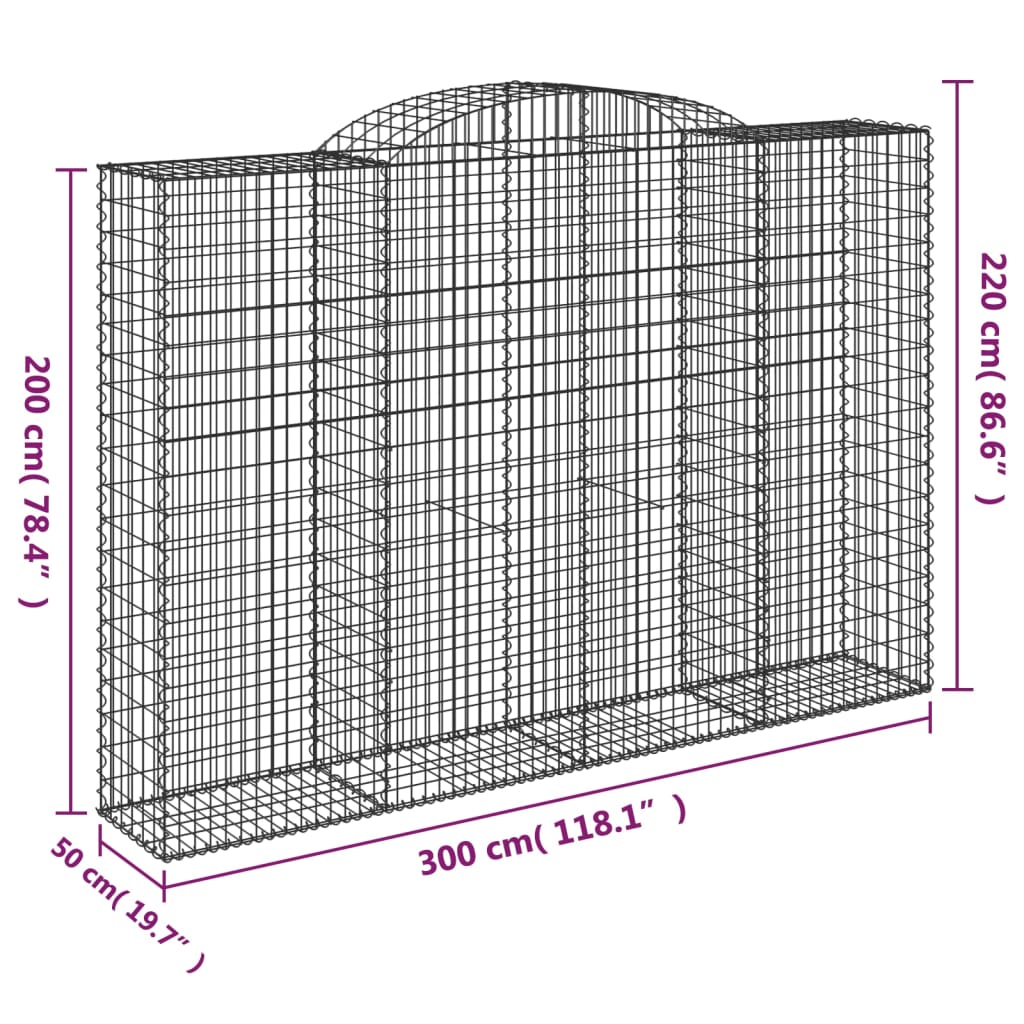 Cesti Gabbioni ad Arco 5 pz 300x50x200/220 cm Ferro Zincato - homemem39