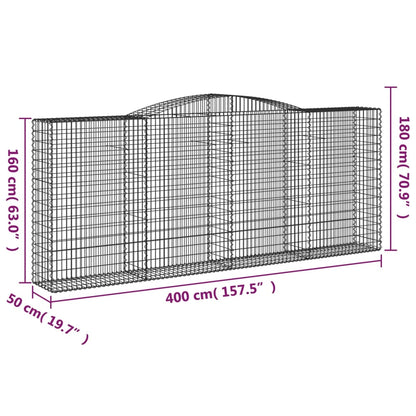 Arched Gabion Baskets 25 pcs 400x50x160/180 cm Galvanized Iron