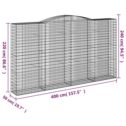 Cesti Gabbioni ad Arco 9 pz 400x50x220/240 cm Ferro Zincato