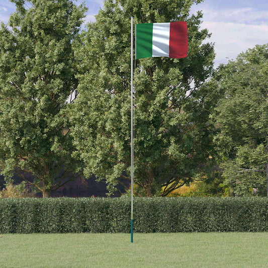 Asta e Bandiera Italia 6,08 m Alluminio | homemem39