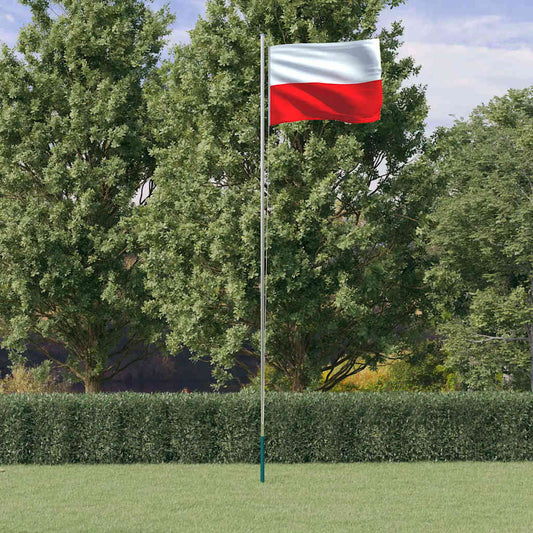 Asta e Bandiera Polonia 6,08 m Alluminio - homemem39