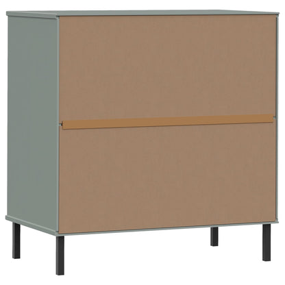 Credenza con 3 Cassetti Grigio 77x40x79,5cm Legno Massello OSLO