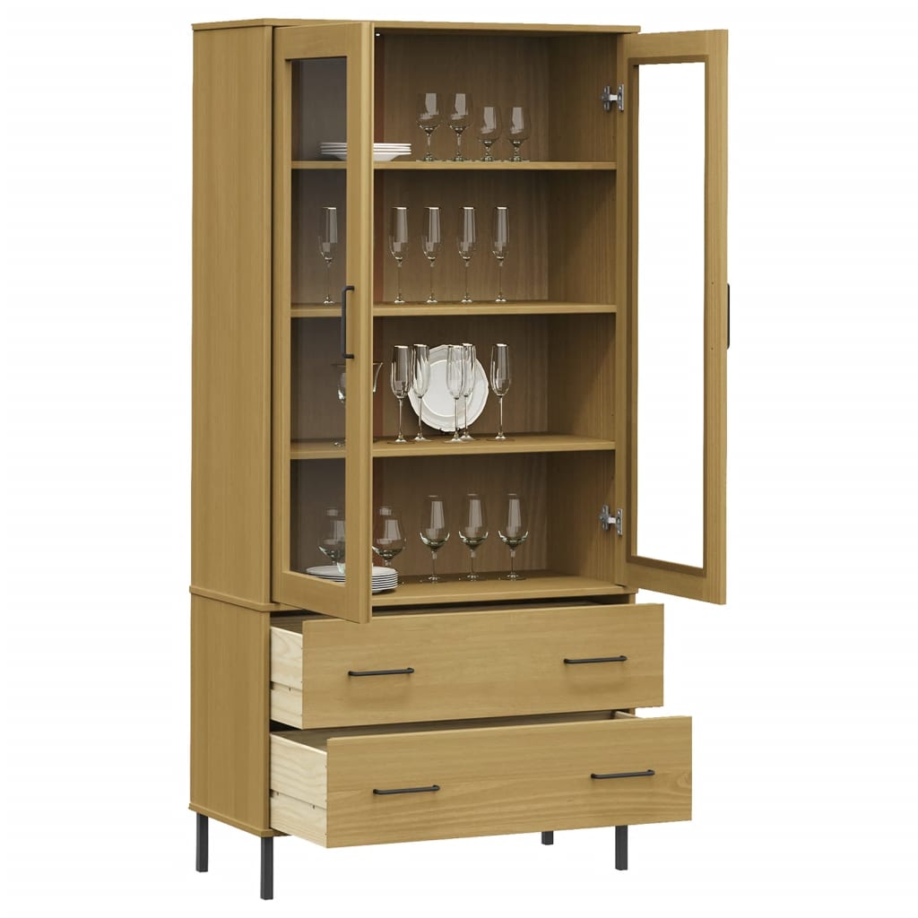 Libreria con Gambe Metallo Marrone 85x35x172,5 cm Massello OSLO | homemem39