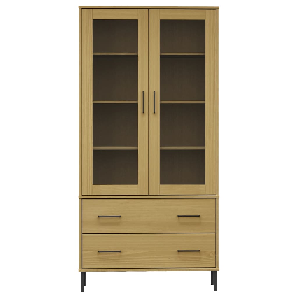 Libreria con Gambe Metallo Marrone 85x35x172,5 cm Massello OSLO