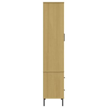 Libreria con Gambe Metallo Marrone 85x35x172,5 cm Massello OSLO