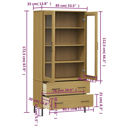 Libreria con Gambe Metallo Marrone 85x35x172,5 cm Massello OSLO | homemem39