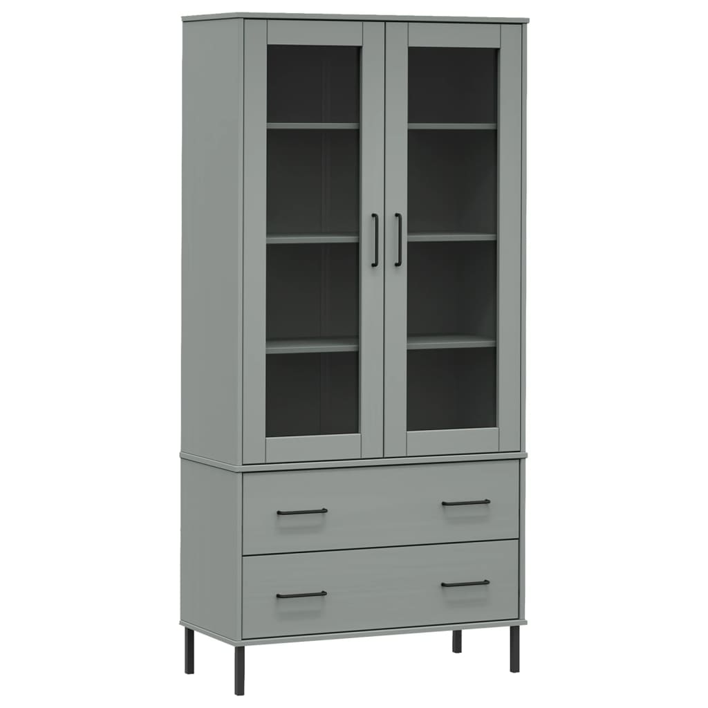 Libreria Gambe Metallo Grigio 85x35x172,5cm Legno Massello OSLO - homemem39