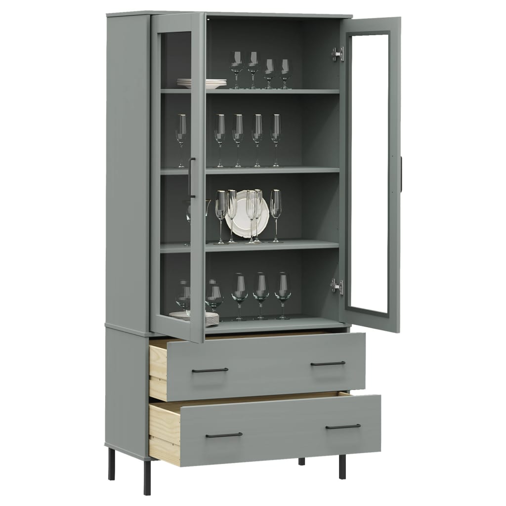 Libreria Gambe Metallo Grigio 85x35x172,5cm Legno Massello OSLO - homemem39