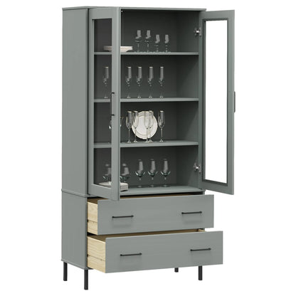 Libreria Gambe Metallo Grigio 85x35x172,5cm Legno Massello OSLO - homemem39