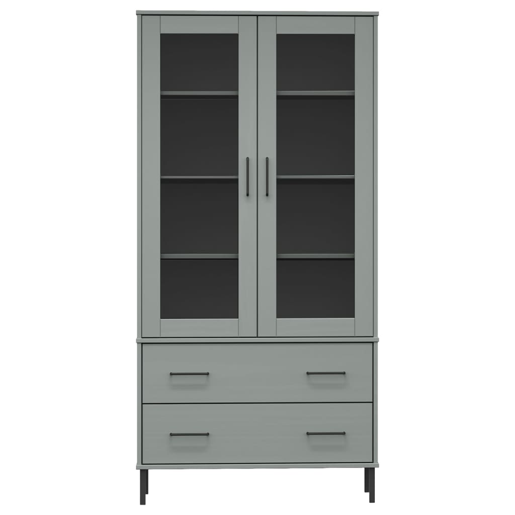 Libreria Gambe Metallo Grigio 85x35x172,5cm Legno Massello OSLO - homemem39