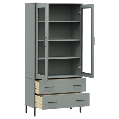 Libreria Gambe Metallo Grigio 85x35x172,5cm Legno Massello OSLO - homemem39