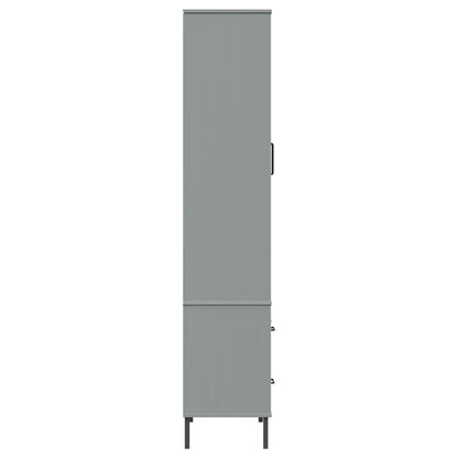 Libreria Gambe Metallo Grigio 85x35x172,5cm Legno Massello OSLO - homemem39