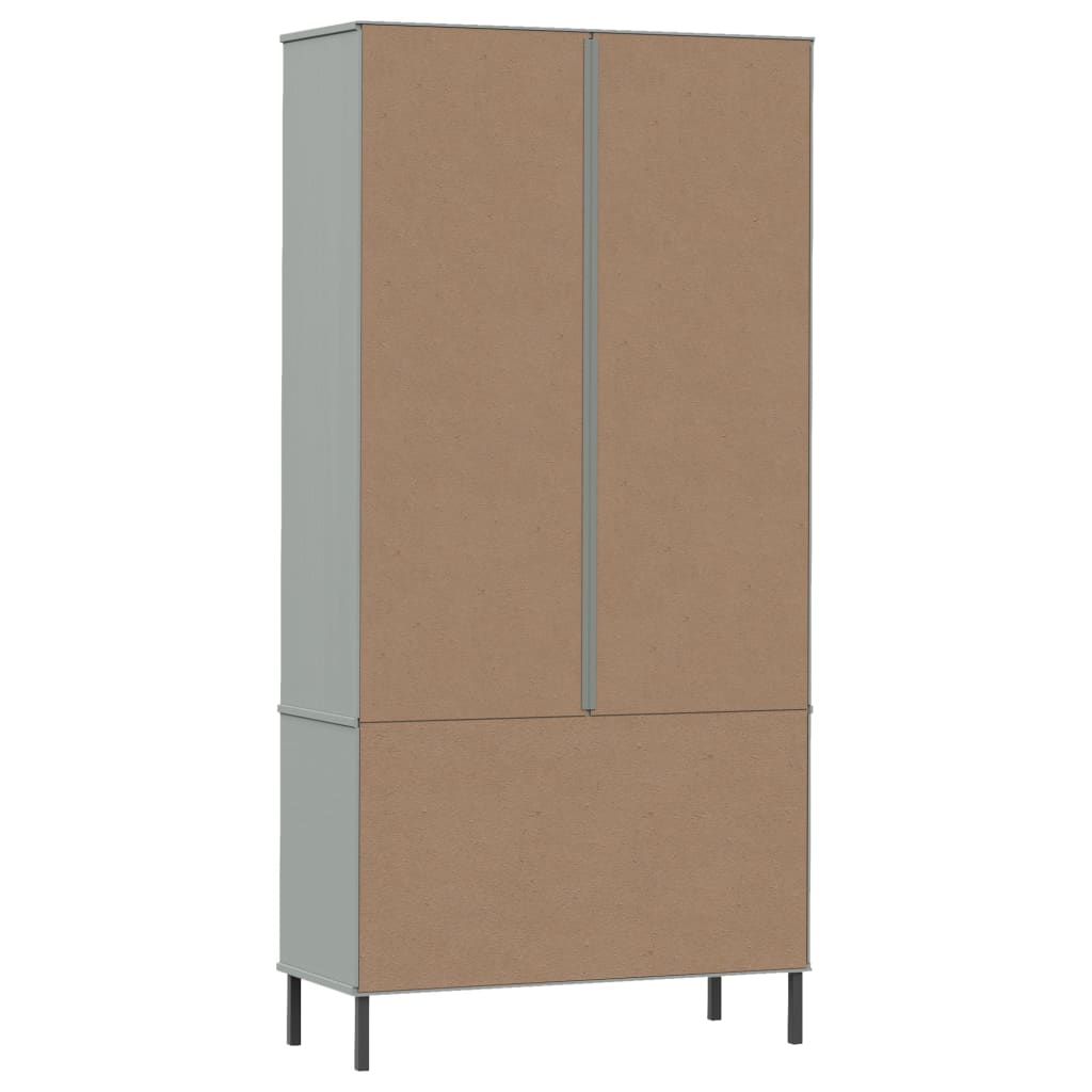 Libreria Gambe Metallo Grigio 85x35x172,5cm Legno Massello OSLO - homemem39