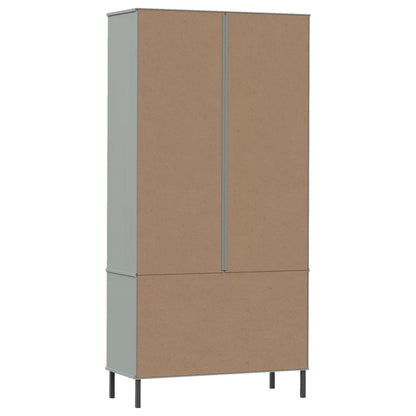 Libreria Gambe Metallo Grigio 85x35x172,5cm Legno Massello OSLO - homemem39