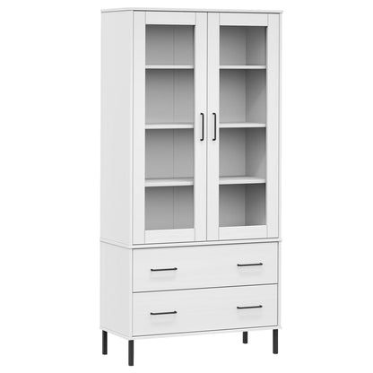 Libreria Gambe Metallo Bianco 85x35x172,5cm Legno Massello OSLO - homemem39