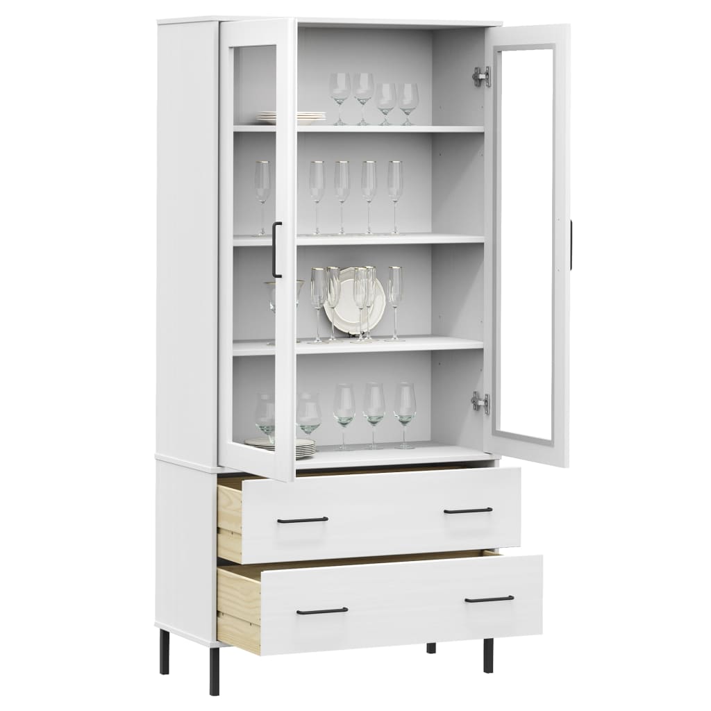 Libreria Gambe Metallo Bianco 85x35x172,5cm Legno Massello OSLO - homemem39