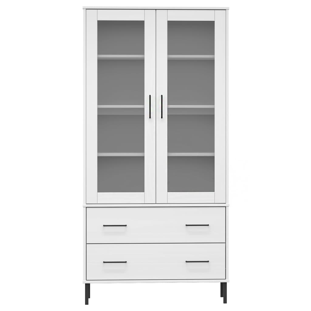 Libreria Gambe Metallo Bianco 85x35x172,5cm Legno Massello OSLO - homemem39