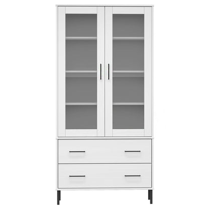 Libreria Gambe Metallo Bianco 85x35x172,5cm Legno Massello OSLO - homemem39